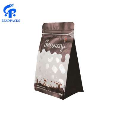 Factory Supplies Custom Printed Logo Aluminum Foil Flat Square Bottom Resealable Ziplock Plastic Coffee Bean Packaging Bag